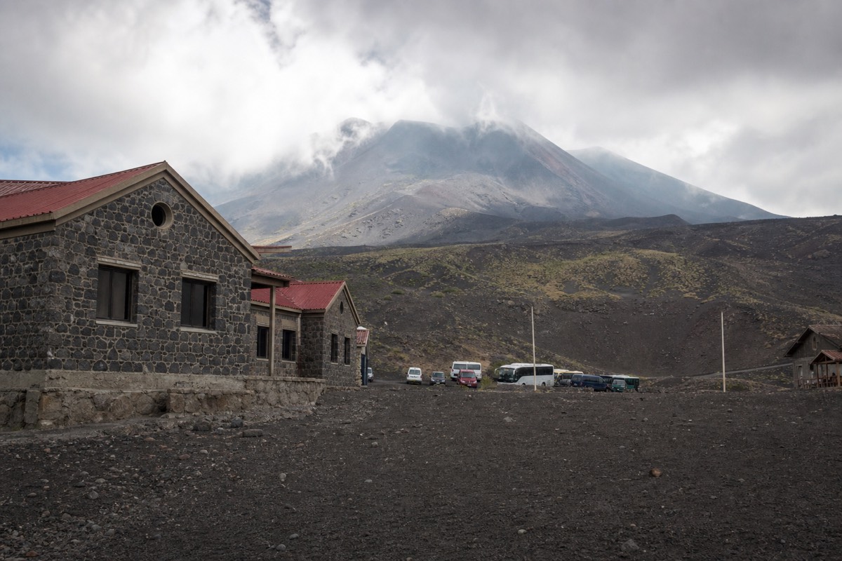 Rifugio Sapienza base station on Mount Etna, the starting point for independent visitors and the lower cable car terminal